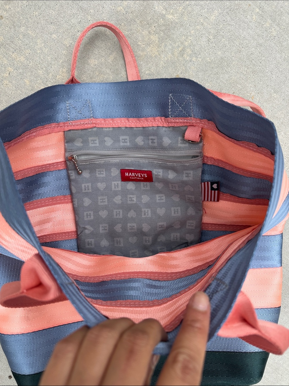 Harveys Navy and Pink Striped Tote - Picture 2 of 3